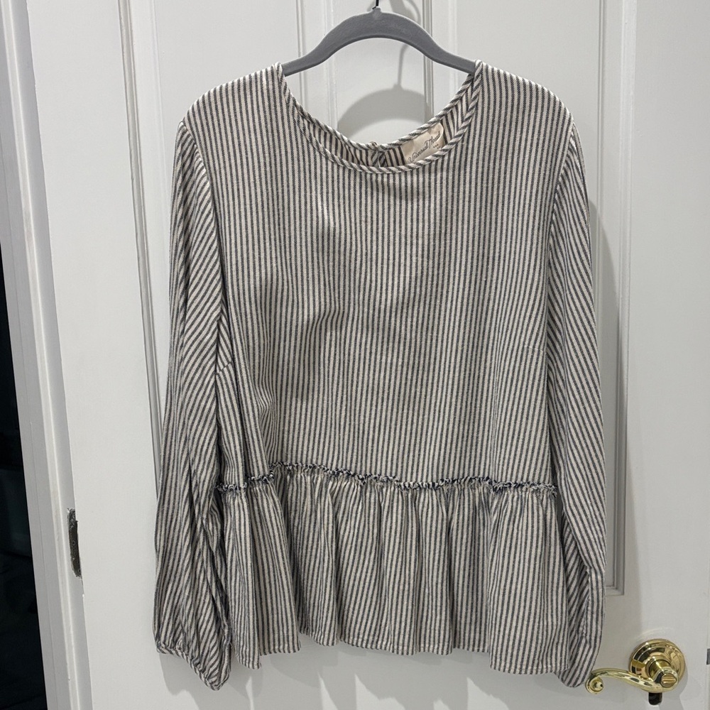 Universal Thread Navy and White Striped Blouse